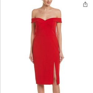 Aidan Mattox Off the Shoulder Slit Cocktail Dress